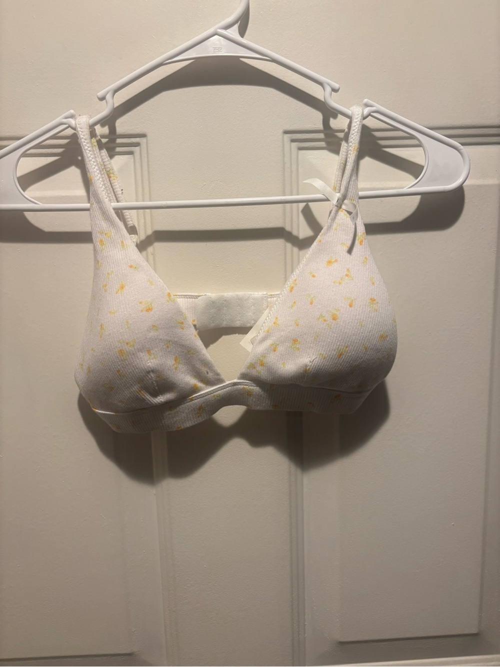 Aeropostale White Triangle Bralette with Yellow Ditsy Print